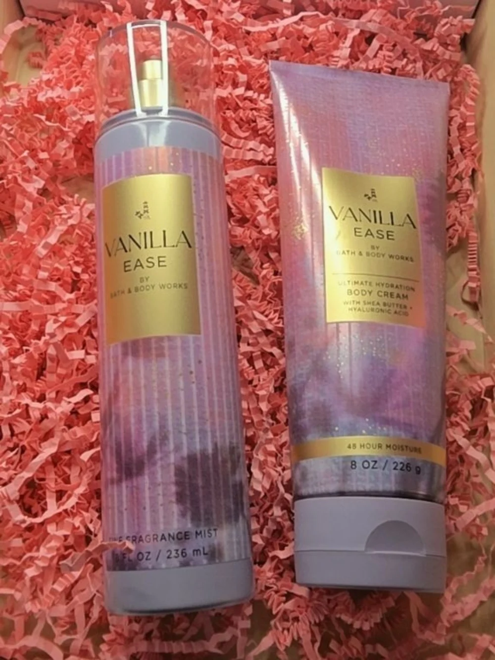 Bath & Body Works Vanilla Ease Set - Lavender Pink with Gold Accents